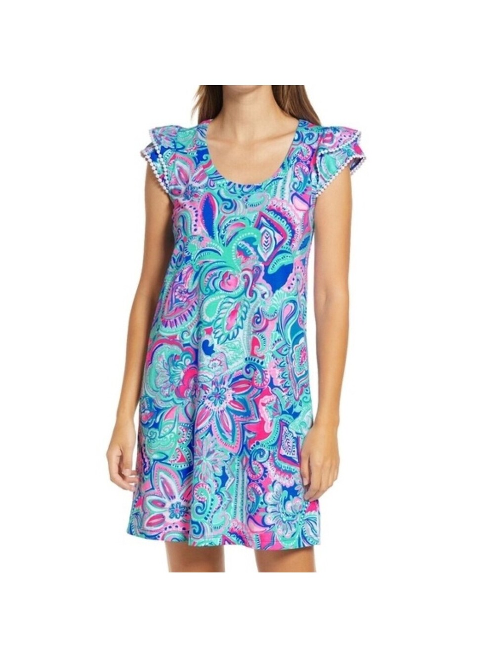 Lilly Pulitzer Bridgette Dress Women's S Living The Dream Floral Paisley Blu Pnk